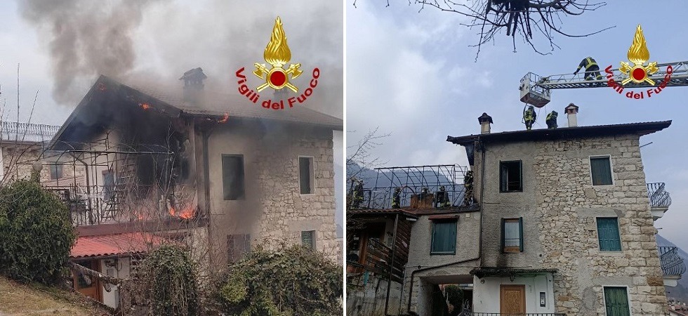Allarme per un incendio in un’abitazione: il tetto divorato dalle fiamme
